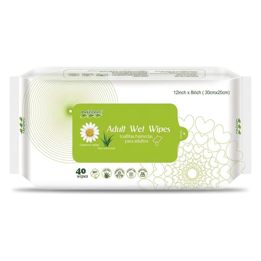 Nateen Lingettes adulte 40 · camomille et aloe vera, sans couvercle